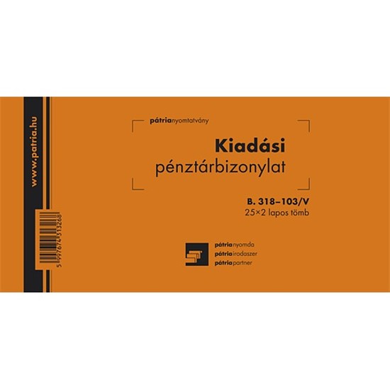 B.318-103/V 25x2lapos Kiad&aacute;si p&eacute;nzt&aacute;rbizonylat nyomtatv&aacute;ny