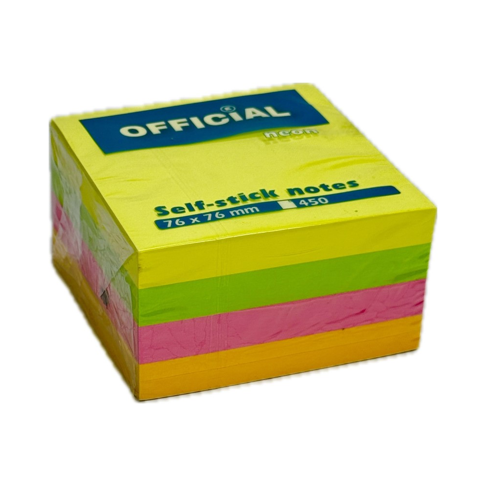 Official 76x76 mm 450 lap neon mix &ouml;ntapad&oacute; jegyzett&ouml;mb