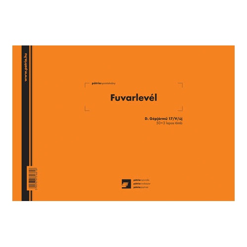 D.GEPJ.17/V/UJ A4 fekvő Fuvarlev&eacute;l t&ouml;mb&ouml;s nyomtatv&aacute;ny