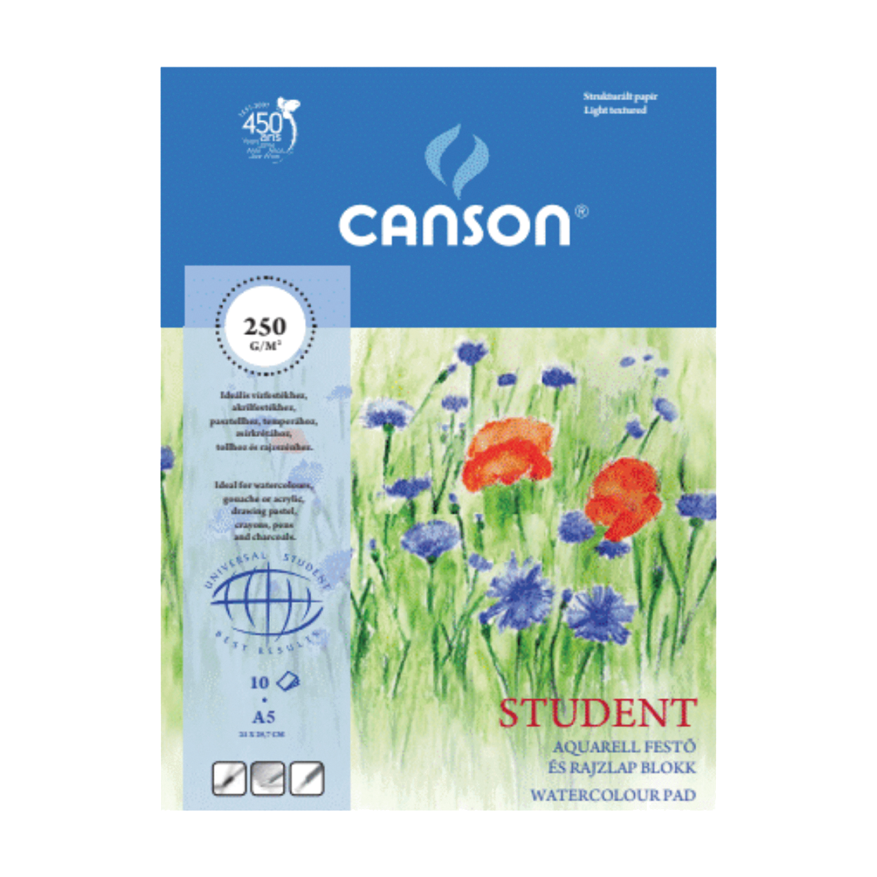 Canson Student A5 250g 10db-os akvarellblokk