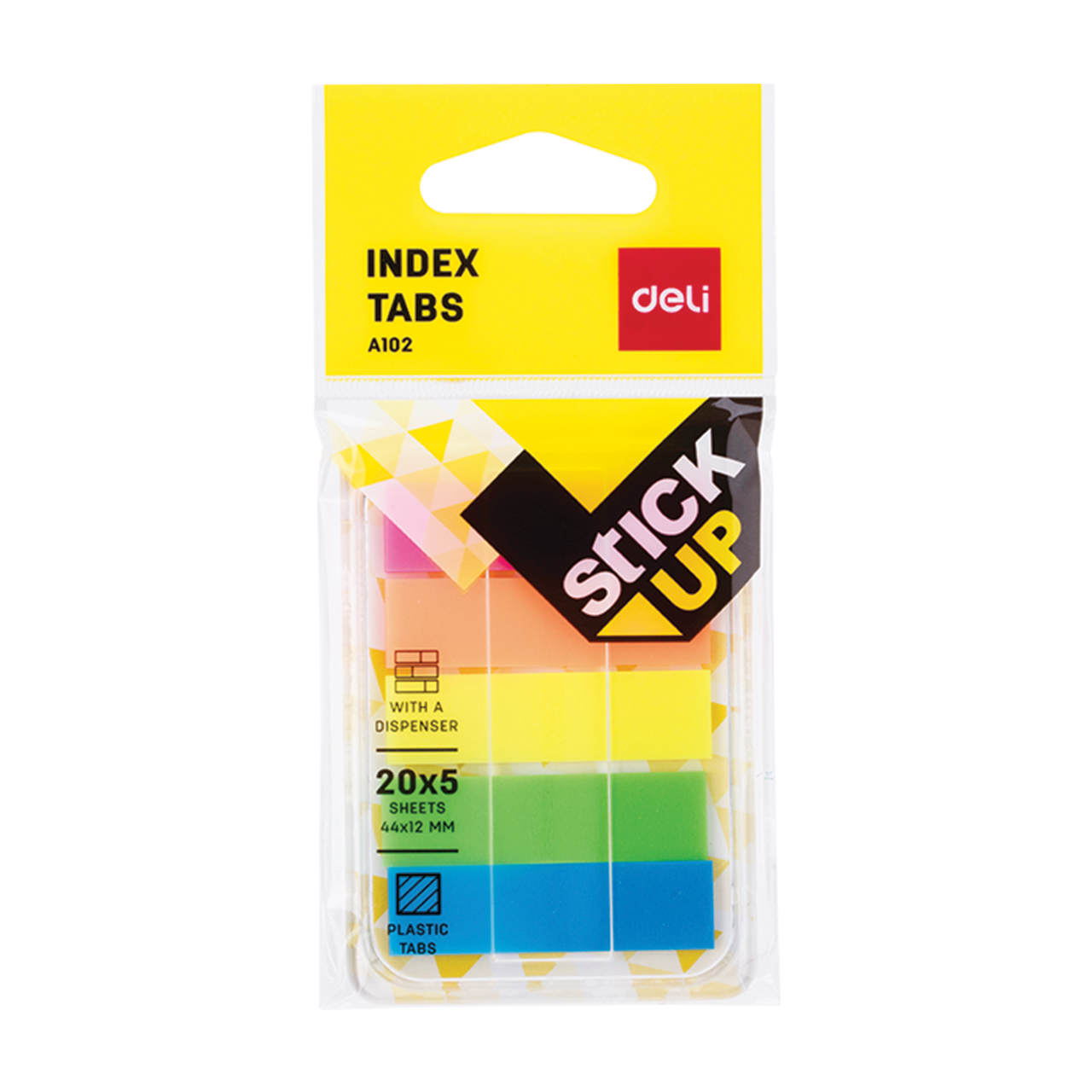 Deli 44x12mm tart&oacute;ban 5x20lap neon sz&iacute;nű jel&ouml;lőc&iacute;mke