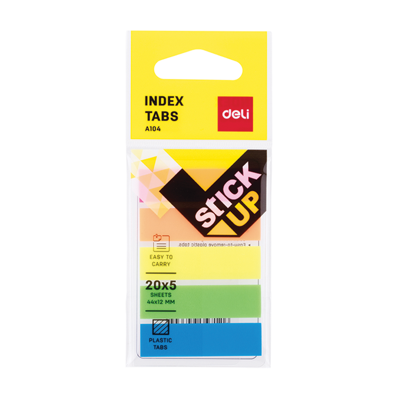 Deli 44x12mm 5x20lap neon sz&iacute;nű jel&ouml;lőc&iacute;mke