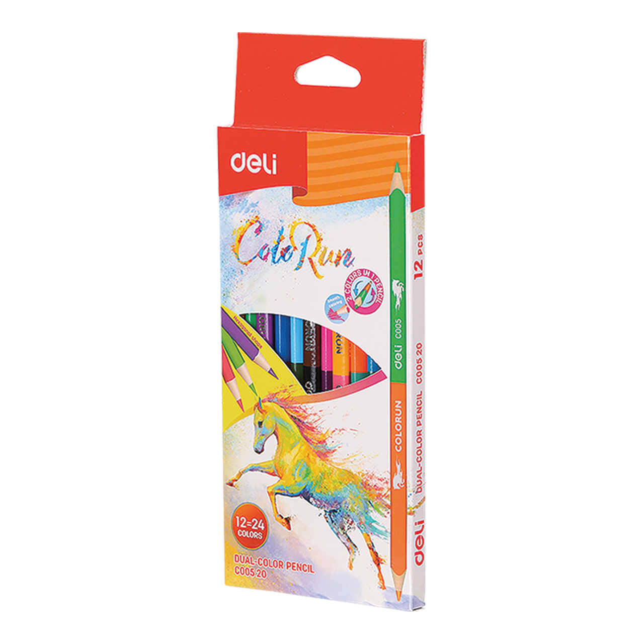 Deli ColoRun Dual 12/24db-os pap&iacute;rdobozos sz&iacute;nesceruza k&eacute;szlet