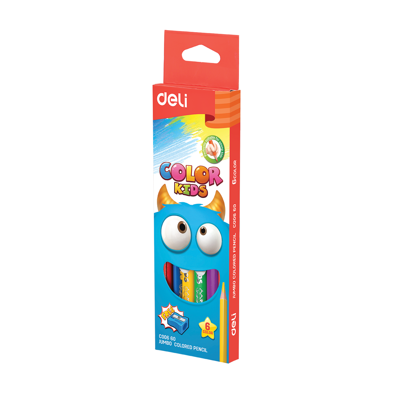 Deli Color Kids Jumbo 6db-os pap&iacute;rdobozos sz&iacute;nesceruza k&eacute;szlet