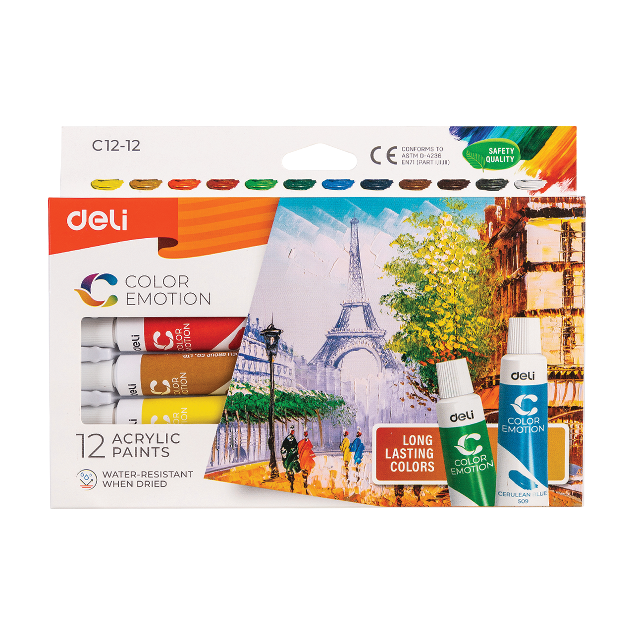 Deli Color Emotion 12db x 12ml akrilfest&eacute;kk&eacute;szlet