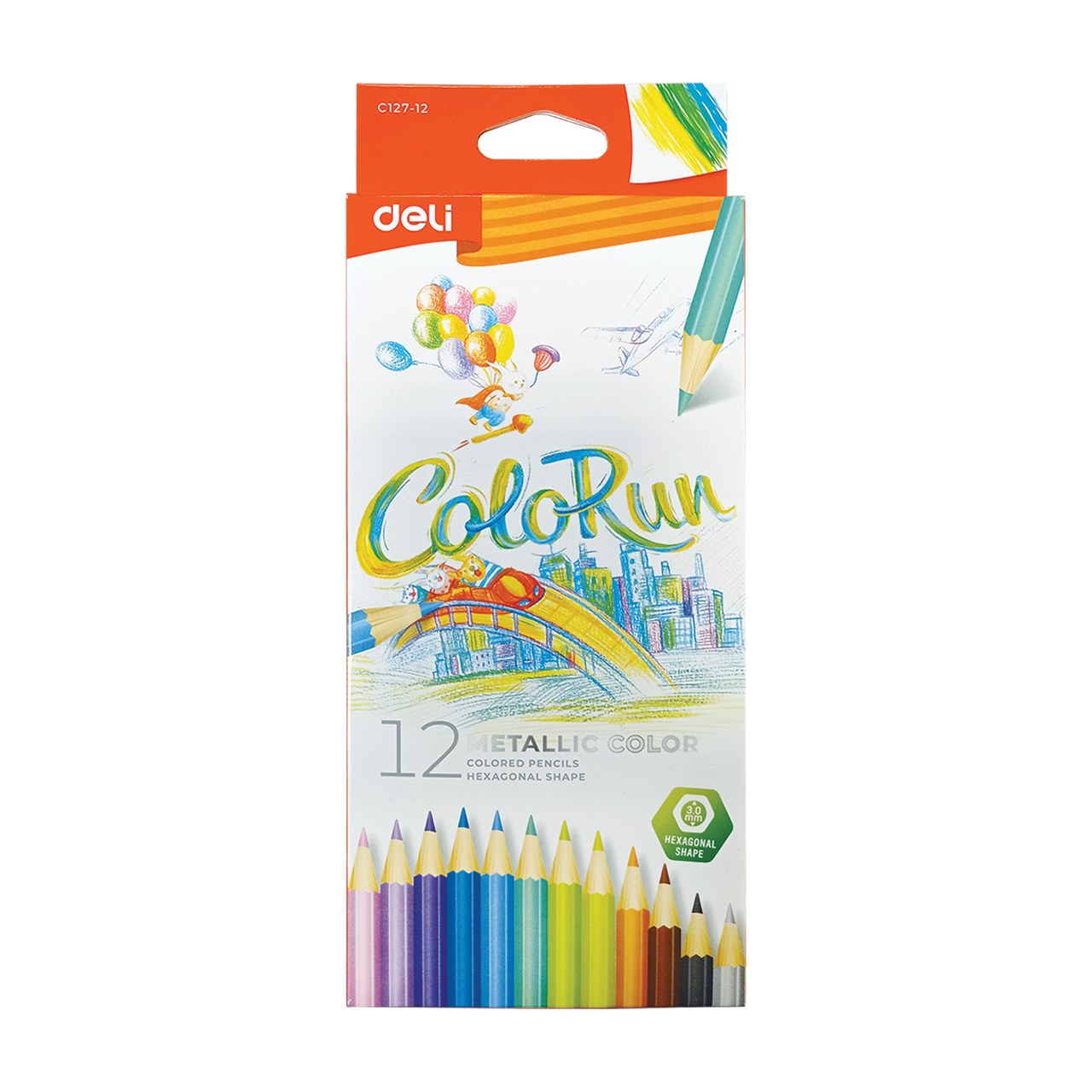 Deli ColoRun Metal 12db-os pap&iacute;rdobozos sz&iacute;nesceruza k&eacute;szlet