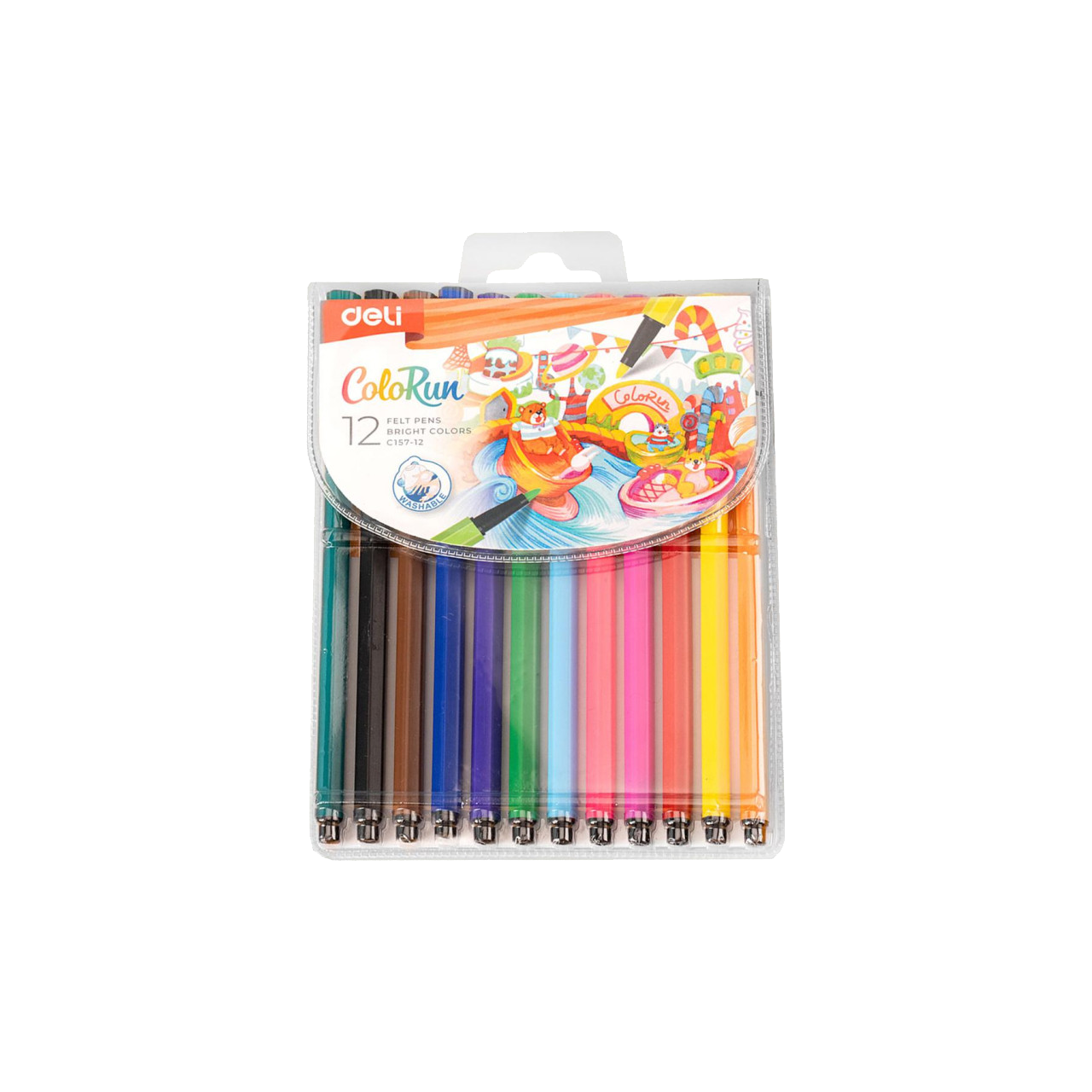 Deli ColoRun 12db-os műanyag csomagol&aacute;s&uacute; filctollk&eacute;szlet