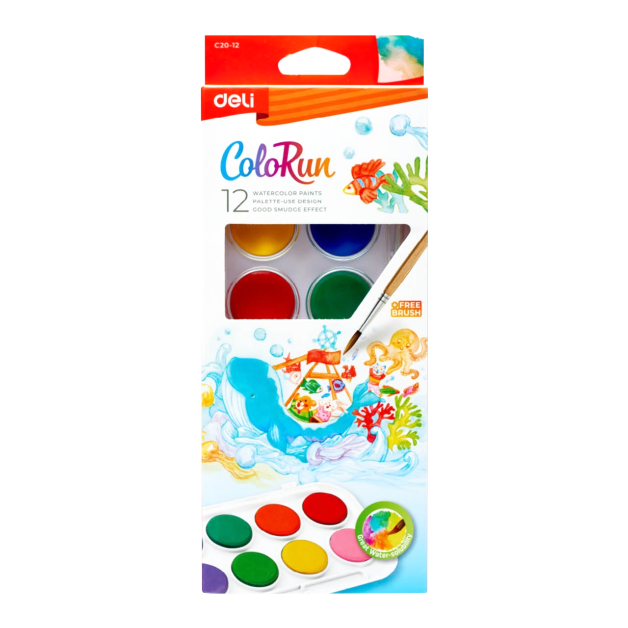Deli ColoRun 28mm 12 sz&iacute;nű v&iacute;zfest&eacute;kk&eacute;szlet