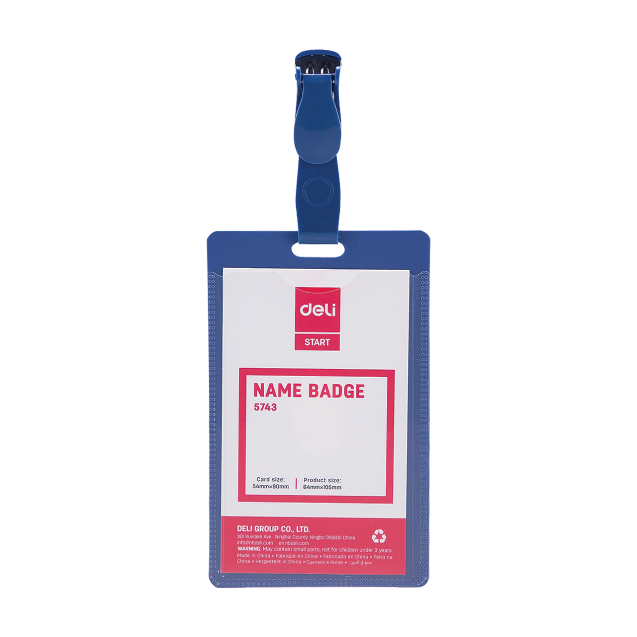 Deli PP 54x90mm &aacute;ll&oacute; csiptetős n&eacute;vkitűző