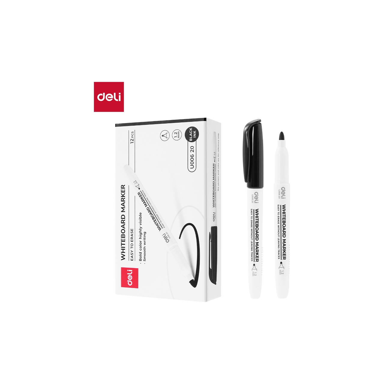Deli Think B kerek hegyű 1-1,5mm fekete whiteboard marker