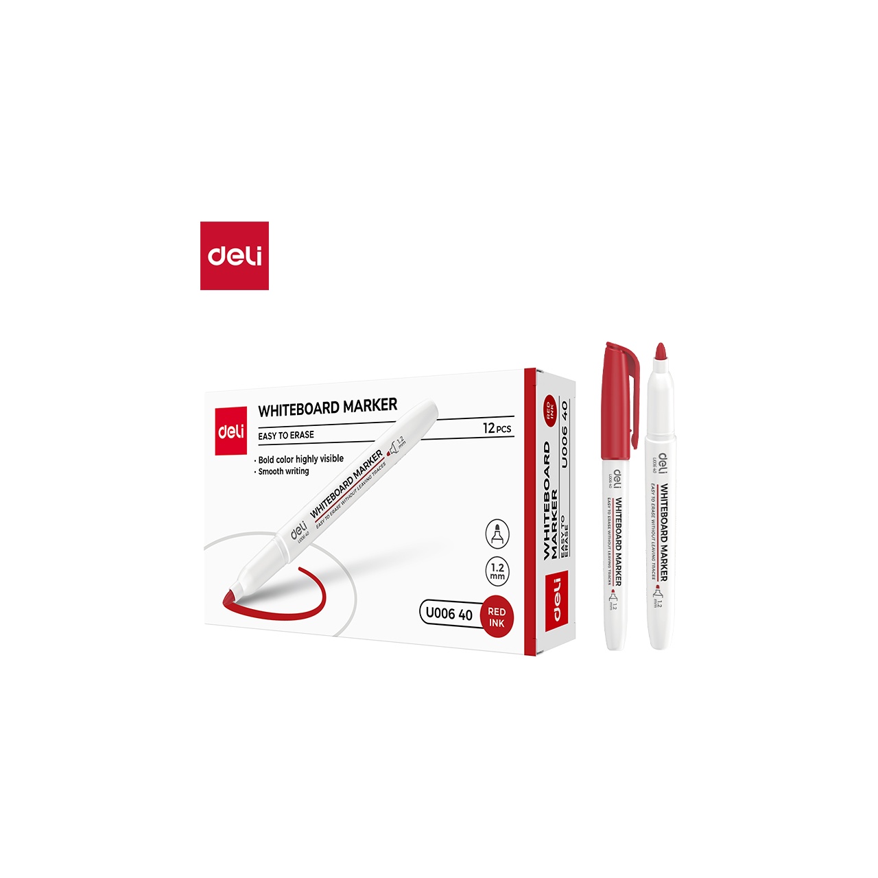 Deli Think B kerek hegyű 1-1,5mm piros whiteboard marker