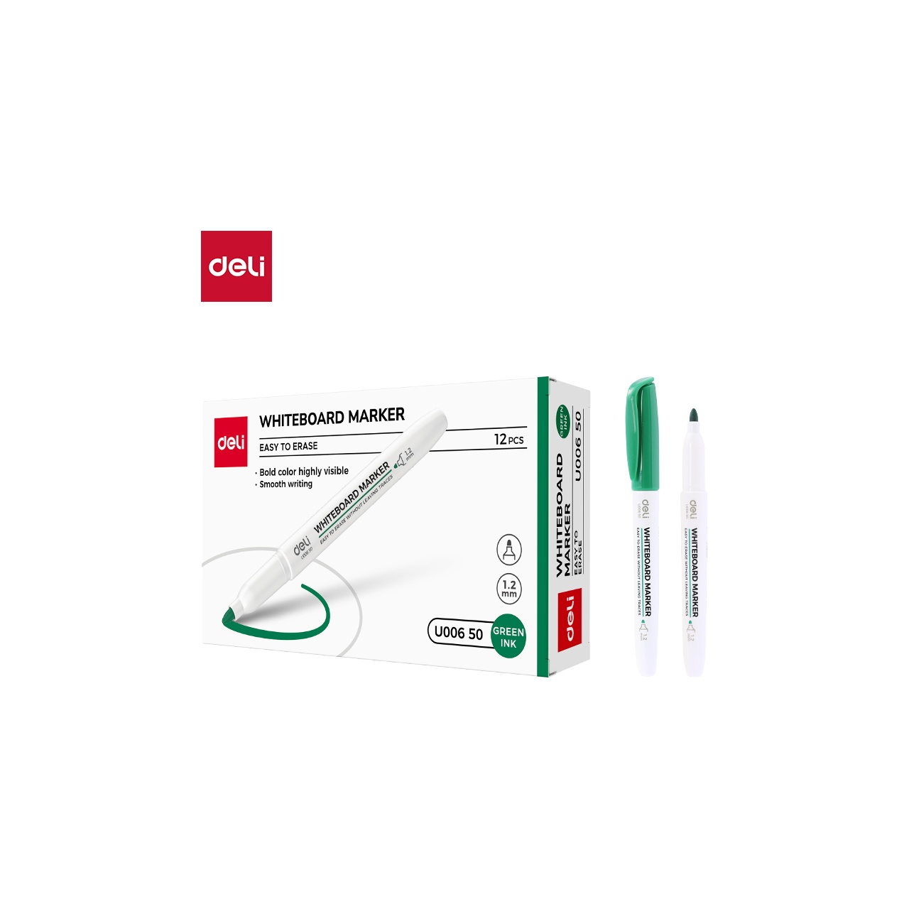 Deli Think B kerek hegyű 1-1,5mm z&ouml;ld whiteboard marker