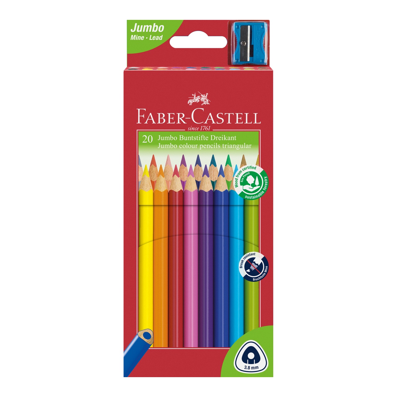 Faber-Castell Grip Junior h&aacute;romsz&ouml;gletű 20 db-os sz&iacute;nesceruza k&eacute;szlet