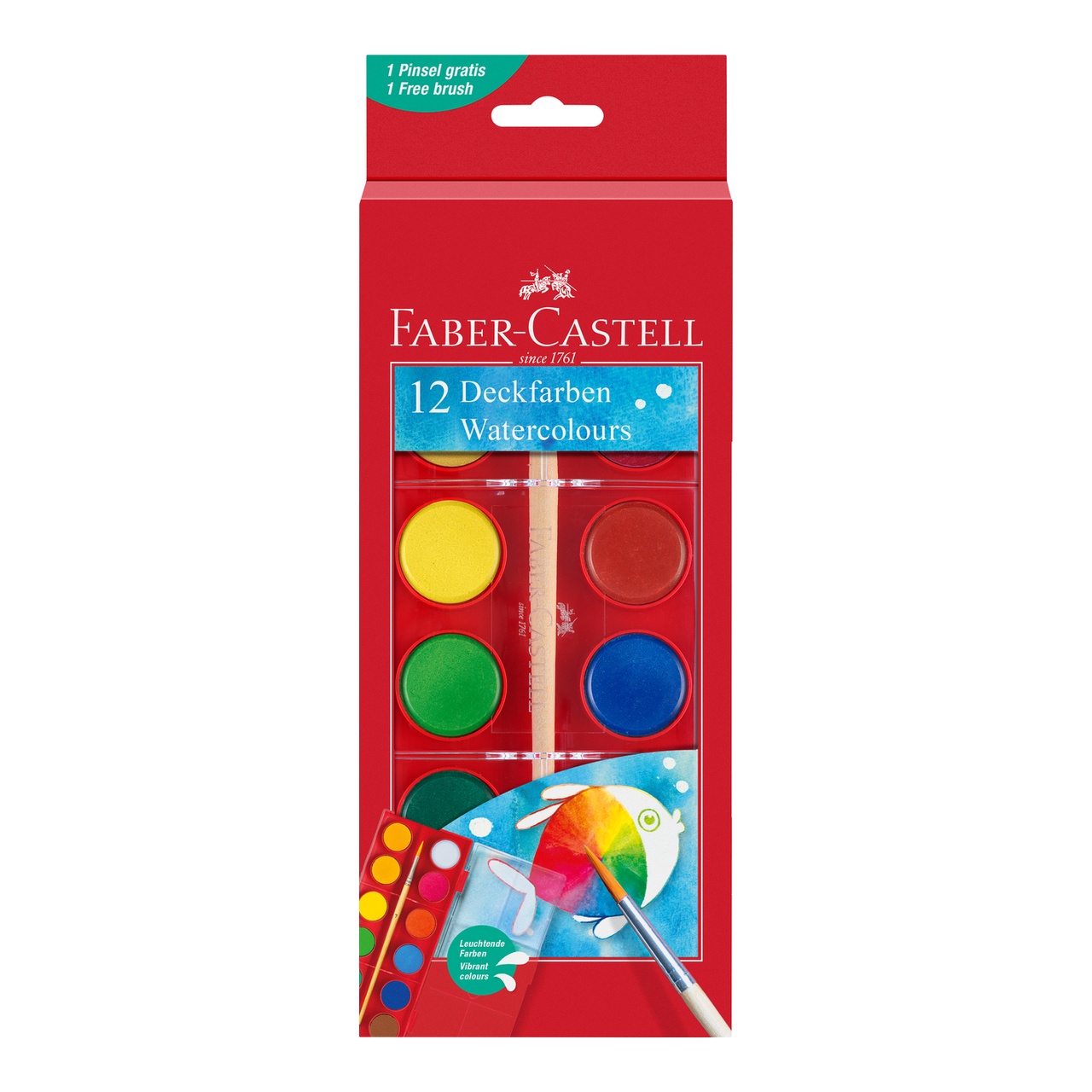 Faber-Castell 30 mm 12 sz&iacute;nű v&iacute;zfest&eacute;kk&eacute;szlet ecsettel