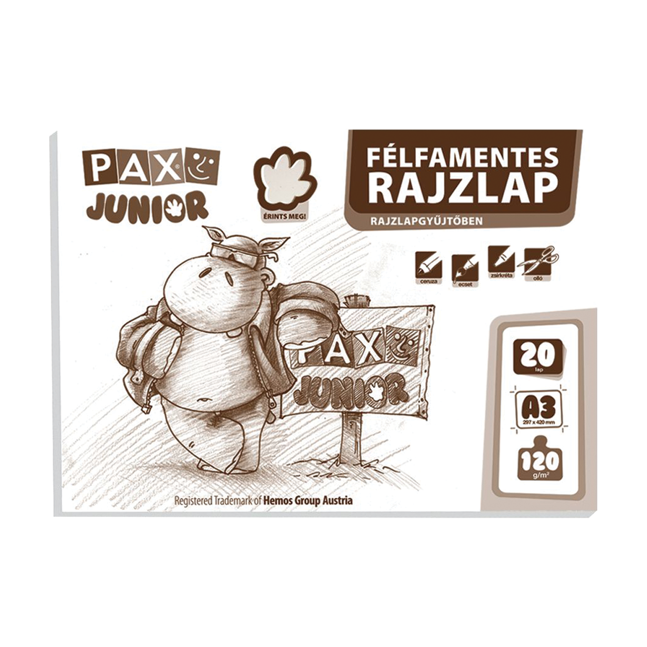 Pax Junior A3 120g 20&iacute;v f&eacute;lfamentes rajzlap