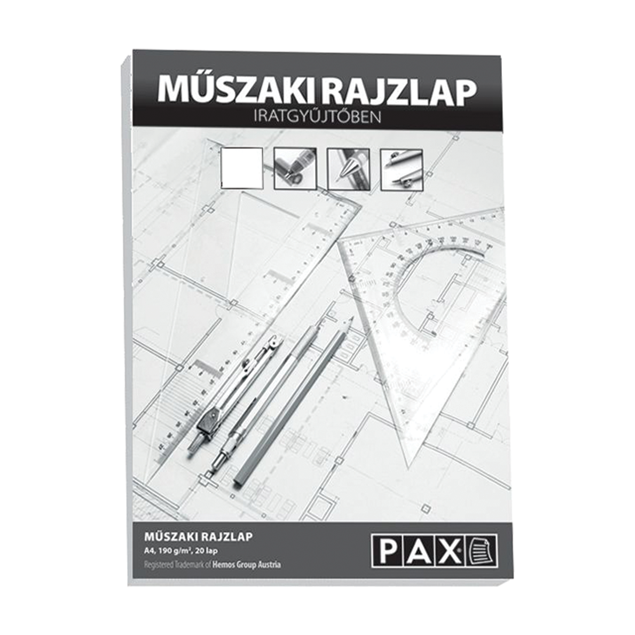 Pax  A4 20 &iacute;v famentes műszaki rajzt&ouml;mb